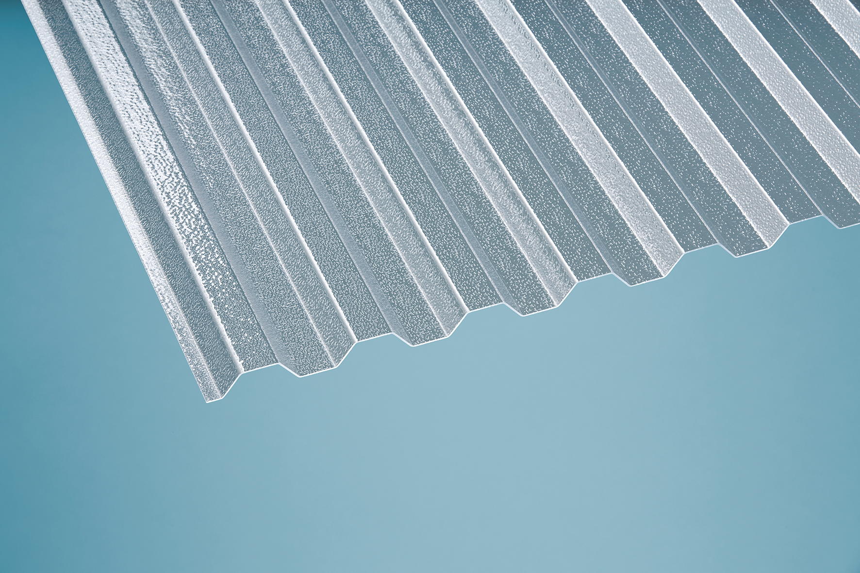 Polycarbonat Wellplatten Trapez 76/18 gekräuselt klar