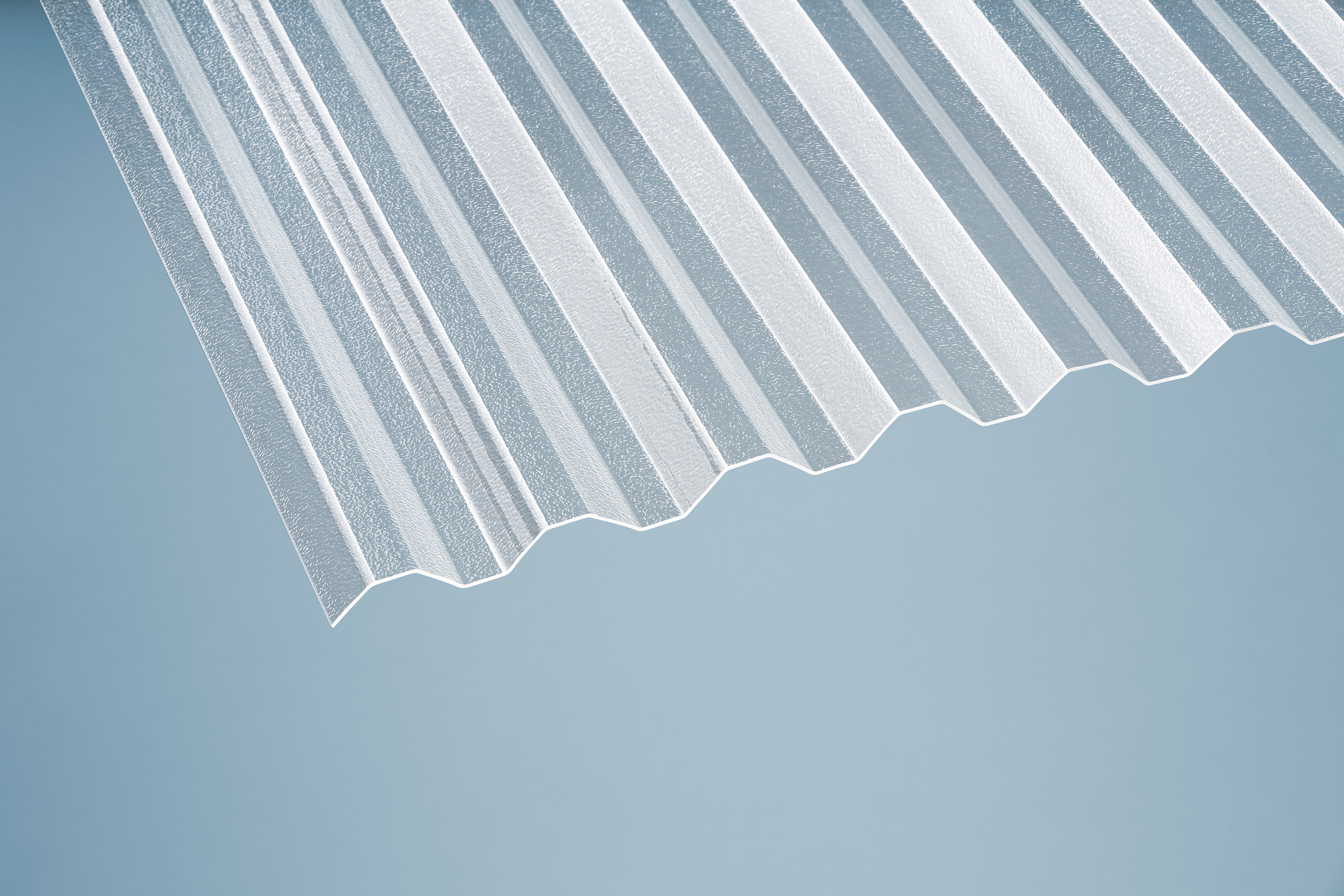 Acryl Profilplatten Trapez 76/18 klar gekräuselt - 1,5 mm Acryl Profilplatten Trapez 76/18 klar gekräuselt - 1,5 mm