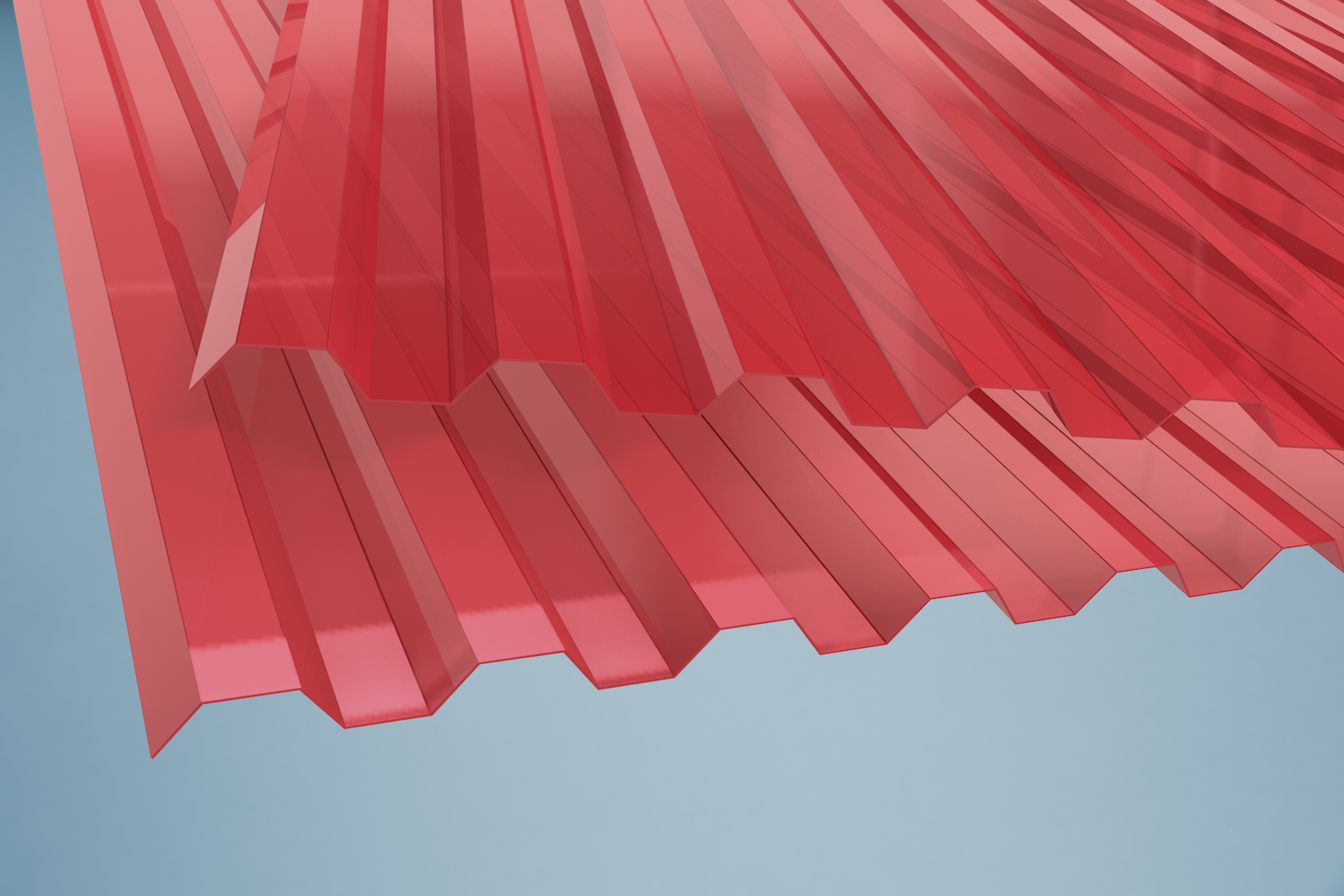 PVC Wellplatten rot transparent trapez 0,9 mm- 200 x 109 cm