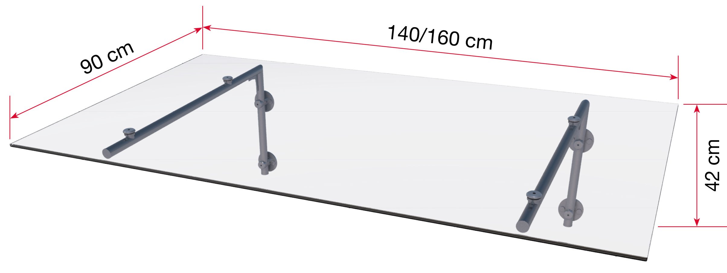 Edelstahlvordach HD/L 160 gefrostet