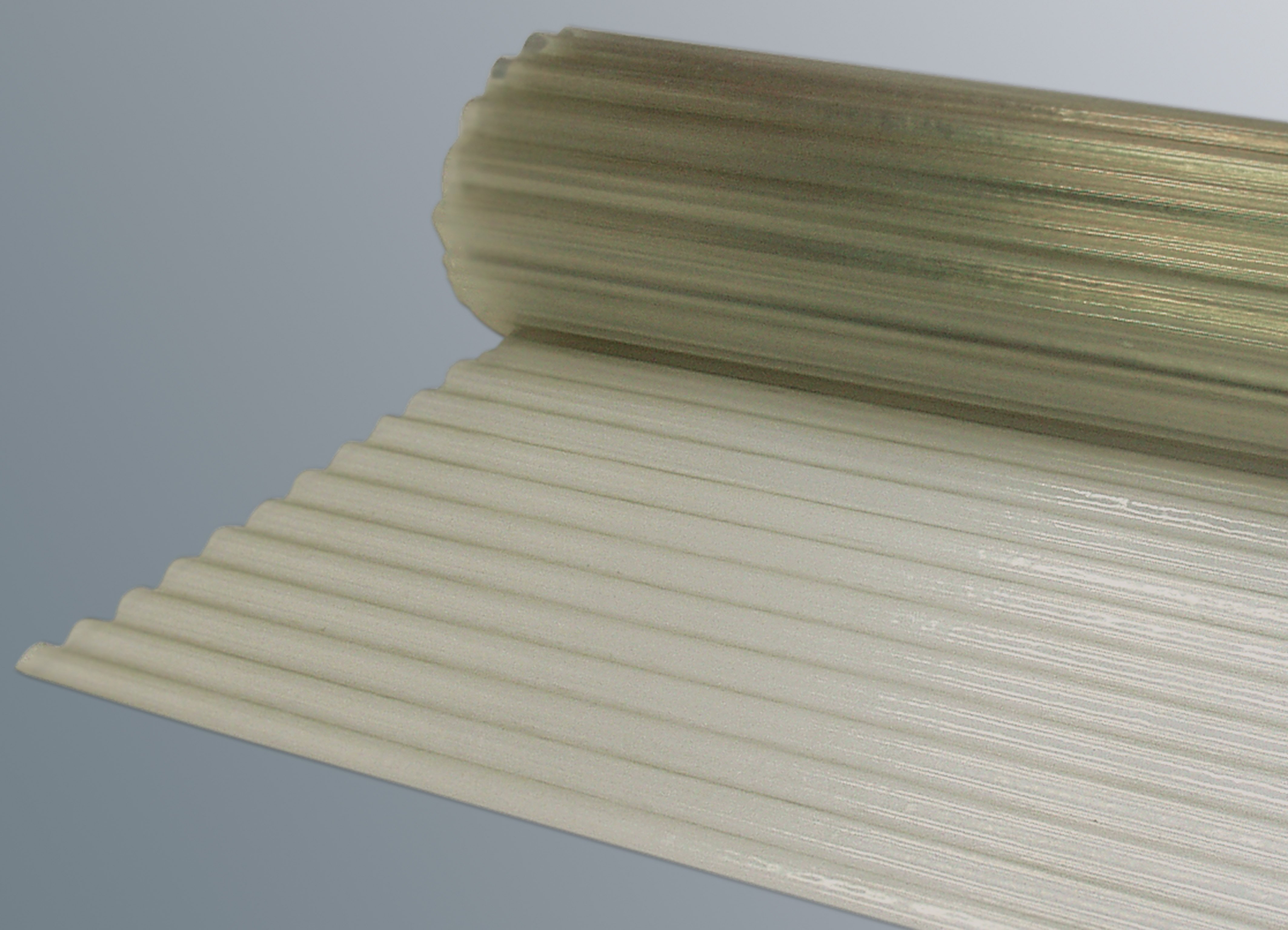 Polyester Lichtwellbahn natur transparent - Langrollen mit 30 lfm. Polyester Lichtwellbahn natur transparent - Langrollen mit 30 lfm.