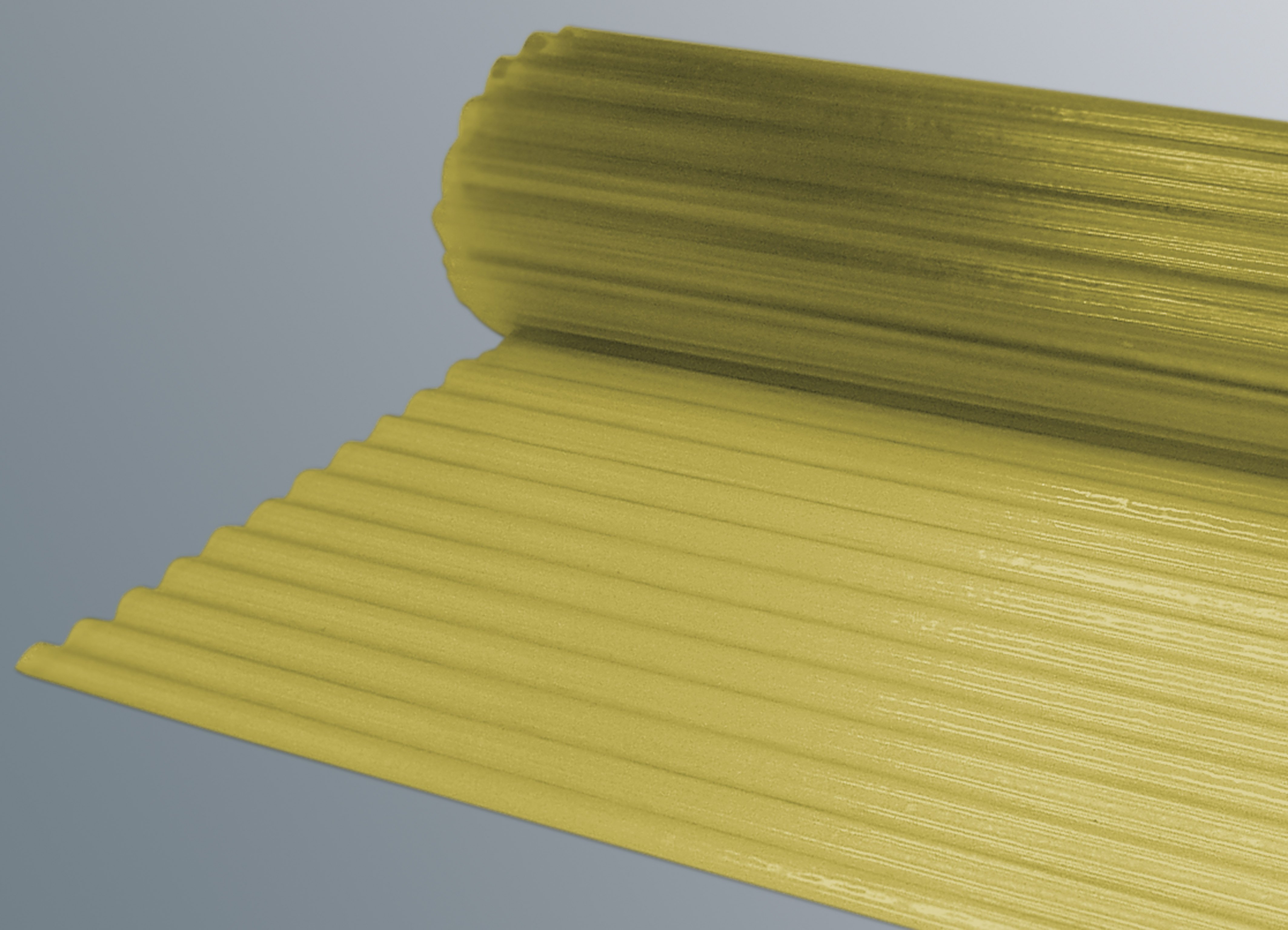 Polyester Lichtwellbahn gelb transparent  - Langrollen mit 30 lfm. Polyester Lichtwellbahn gelb transparent  - Langrollen mit 30 lfm.