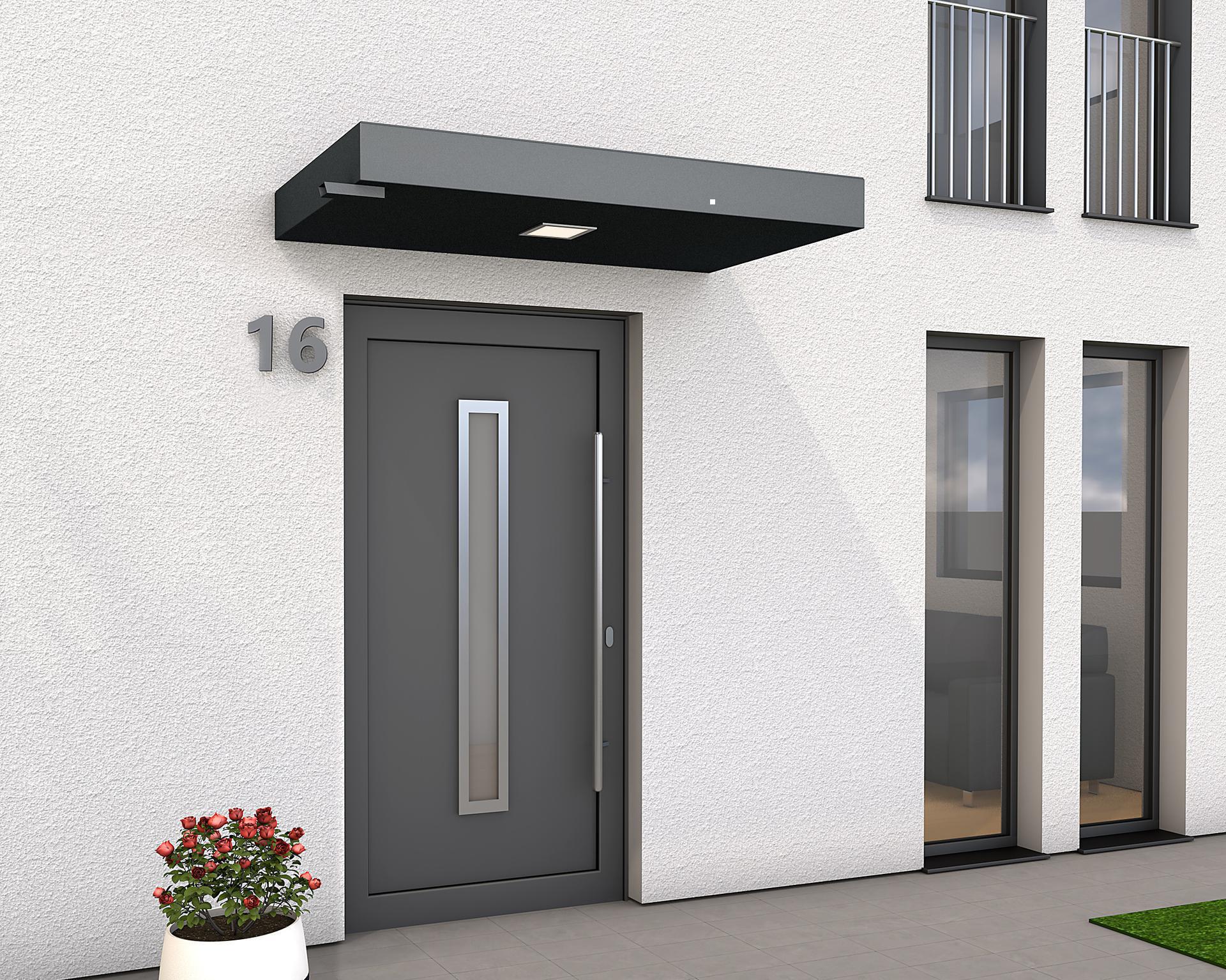Rechteckvordach BS Plus links 245 x 90 - RAL 7021 Schwarzgrau