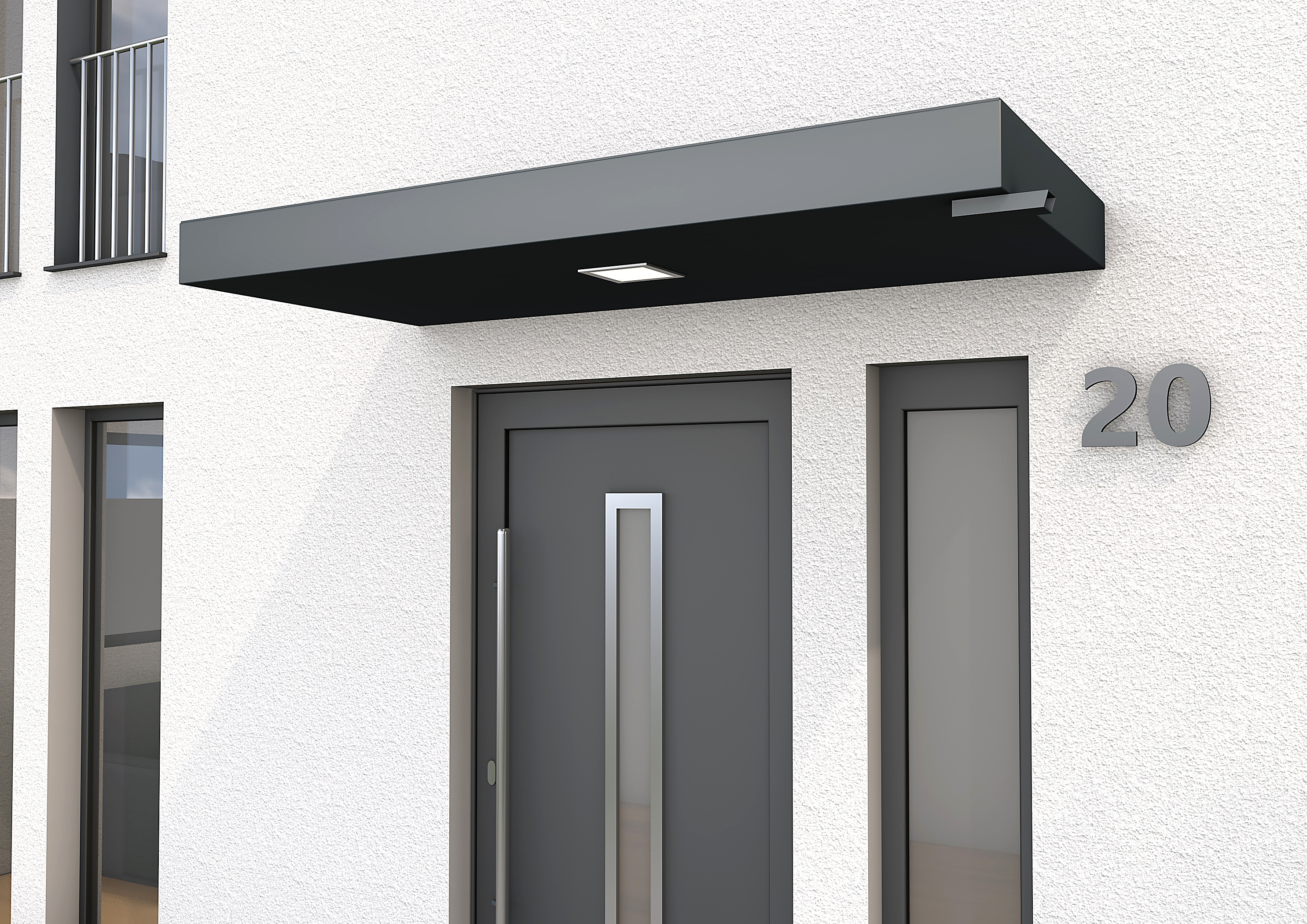 Rechteckvordach BS 180 x 90 - RAL 9006 Weißaluminium