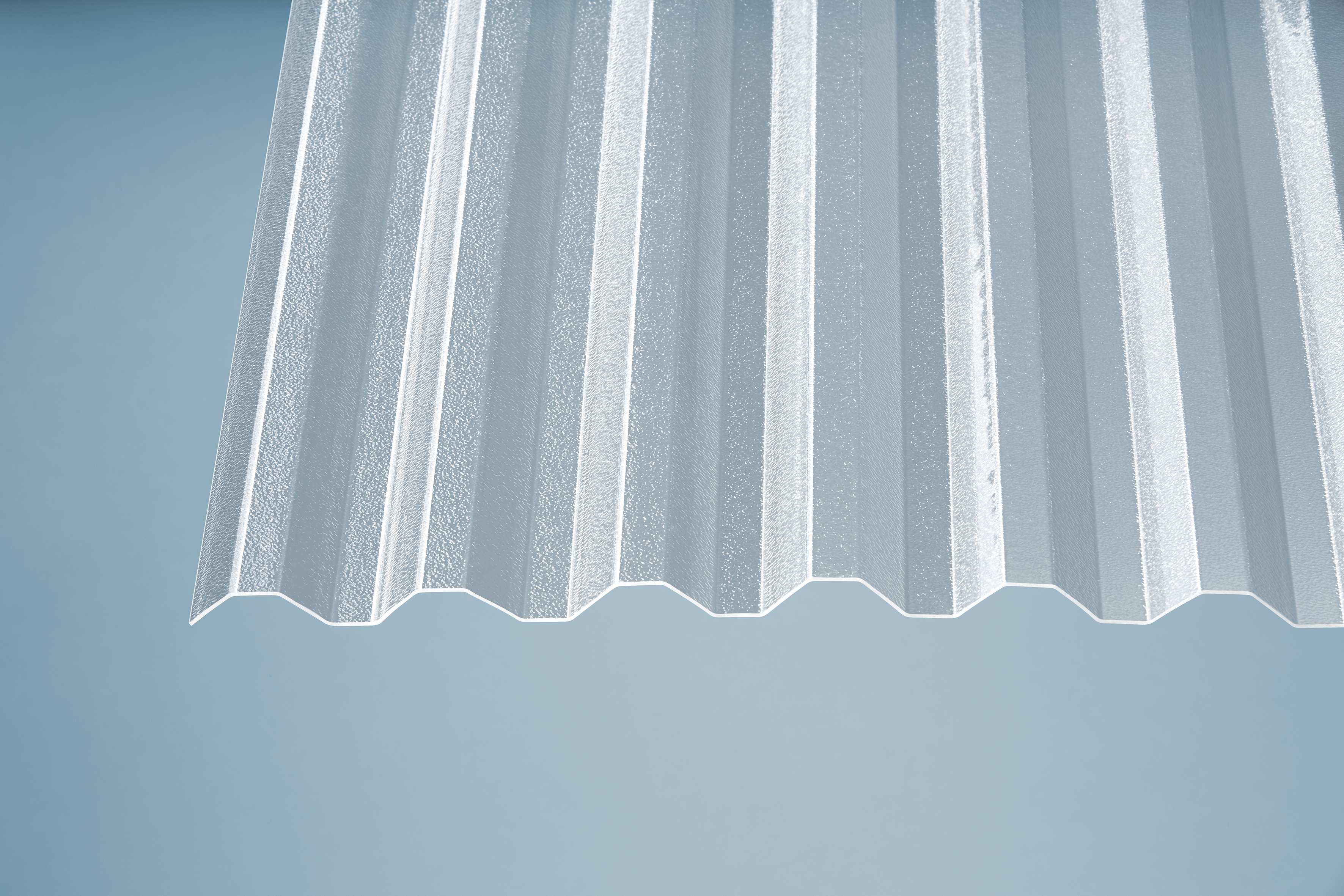 Acryl Profilplatten Trapez 76/18 klar gekräuselt - 1,5 mm Acryl Profilplatten Trapez 76/18 klar gekräuselt - 1,5 mm